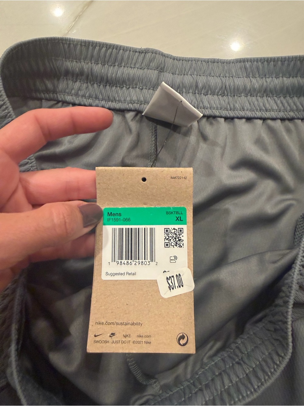 Nike Men's Gray Athletic Shorts with Elastic Waistband